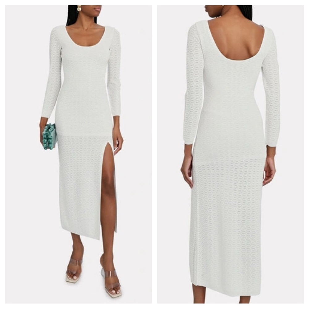 Alexis Moura Knit Lurex Midi Dress In White